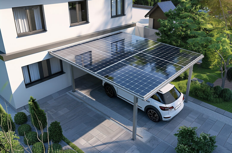 Photovoltaik-Carports stellen eine Lösung für viele Anwendungsfälle und Einsatzgebiete dar. Sie helfen, die Betriebskosten zu senken und tragen zu einer Wertsteigerung der Immobilie bei. (Bild: Adobe Stock_U. J. Alexander)